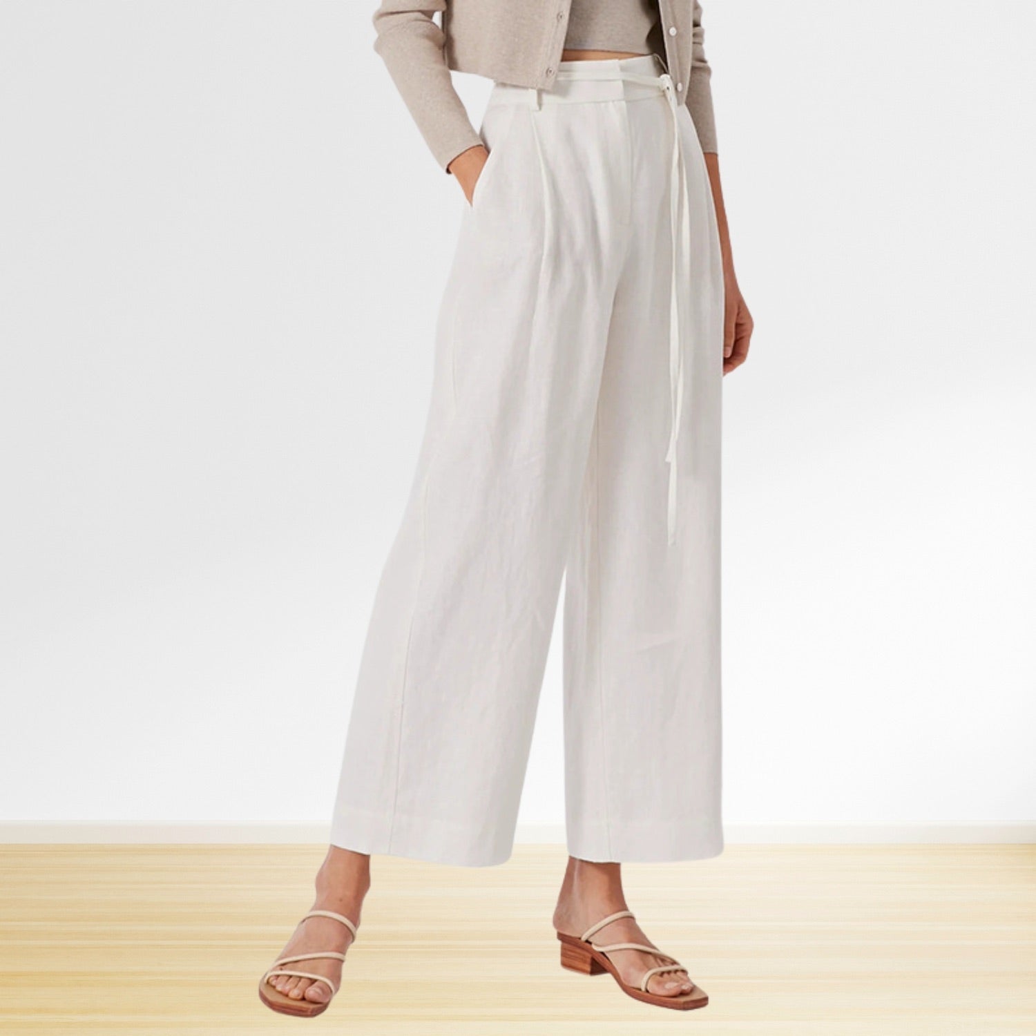 linen wide leg crop pants