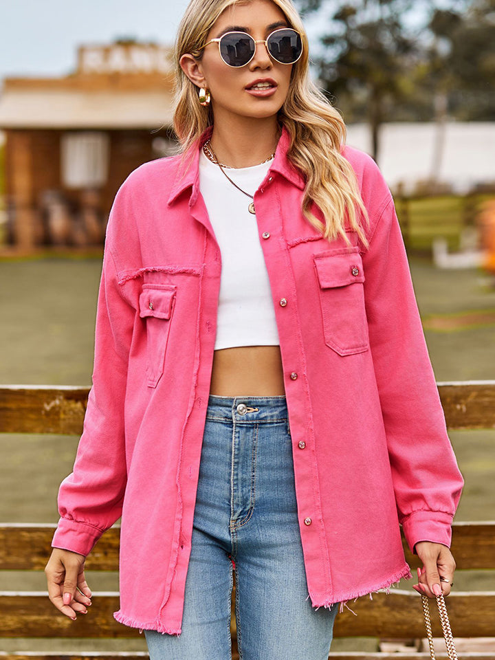 pink denim jacket