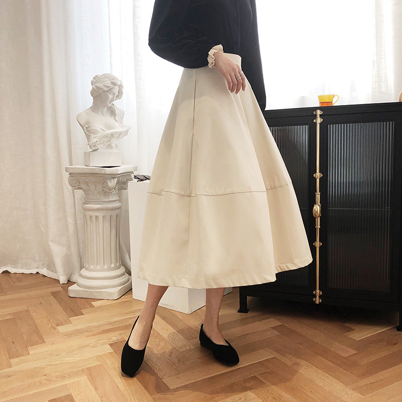 A line Mid Length French High Waist Skirt