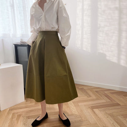 A line Mid Length French High Waist Skirt