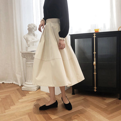 A line Mid Length French High Waist Skirt