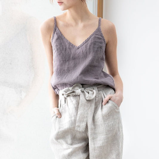 Cotton Linen Summer Loose Fitting V Neck Sleeveless Shirt