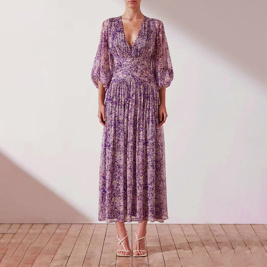 Purple Waist Controlled Slimming Maxi Dress