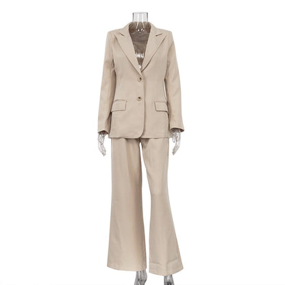 Women Clothing Autumn Winter Office Long Sleeved Small Blazer Trousers Suit High Grade Two Piece Suit