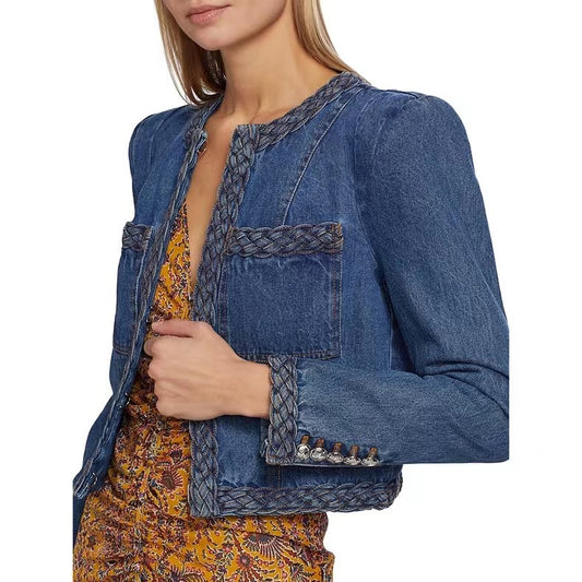 Personality Women Delicate Personality Padded Shoulder Denim Jacket Short Coat Women