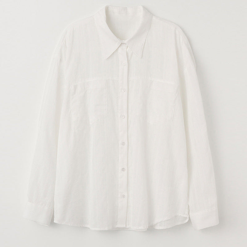 White Shirt Summer Collared Cardigan Coat Shirt Top
