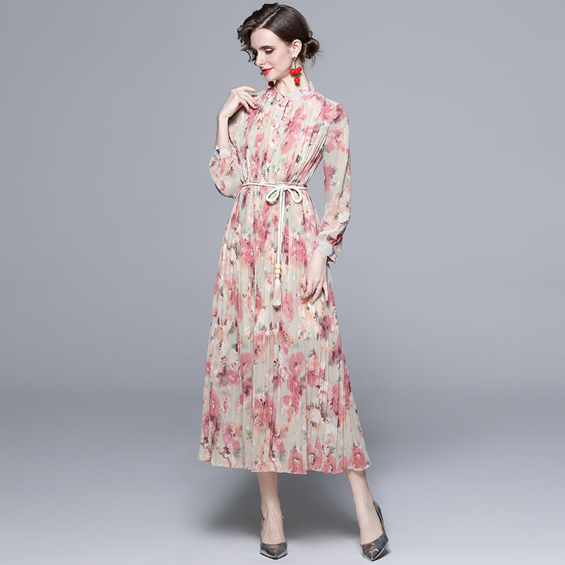 Chiffon Floral Print Midi Dress