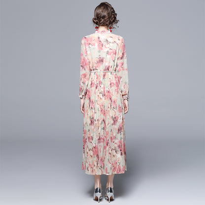 Large Swing Chiffon Floral Print Midi Dress