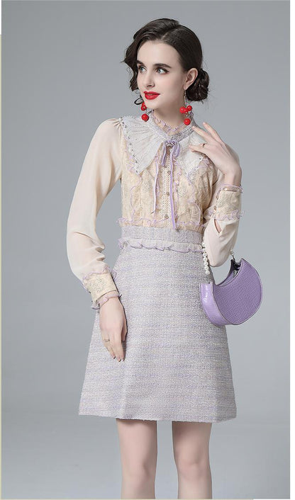 Mesh Embroidery Bead Stitch Long Sleeve A Line Formal Dress