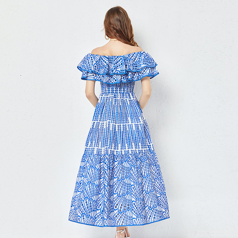 Sleeveless Embroidered Ruffled Dress