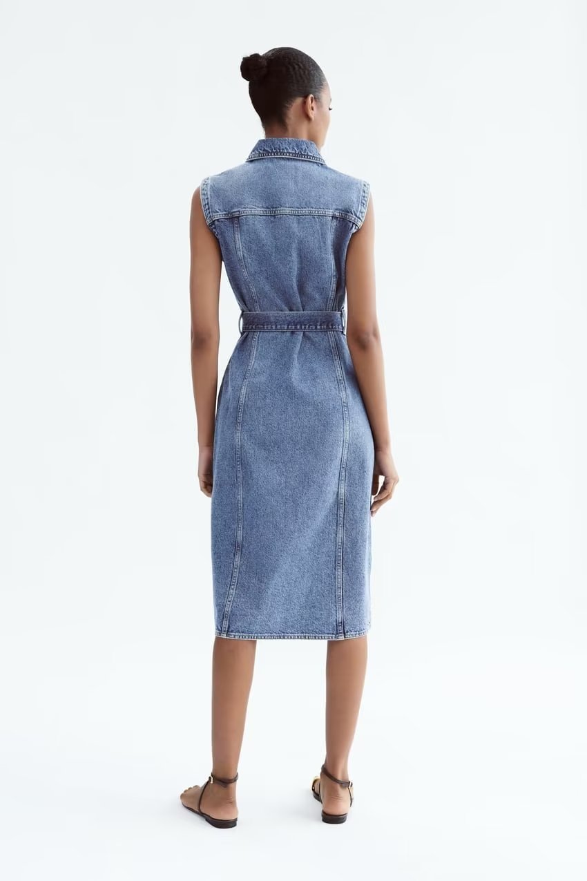 Casual Slimming Sleeveless Denim Dress