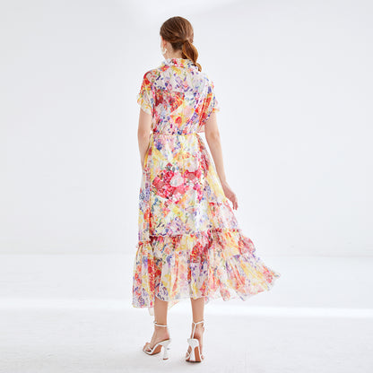 Ruffled Floral Midi Dress