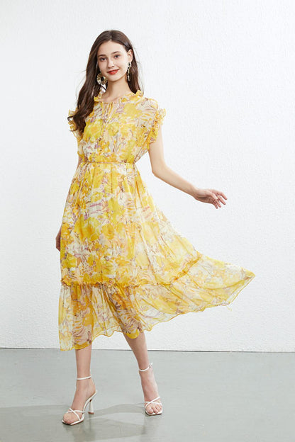 Elegant Sleeveless Lace Up Summer Vacation Dress