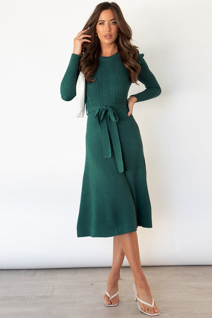 green sweater dress