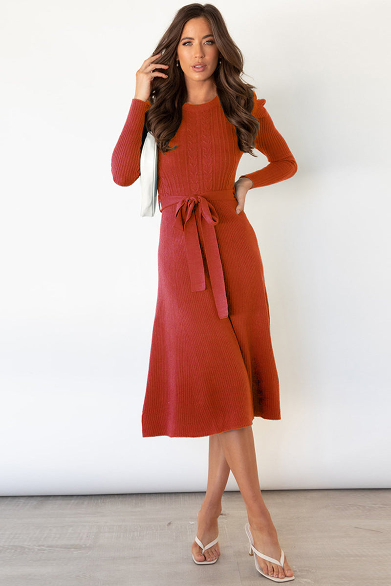 red orange sweater dress women