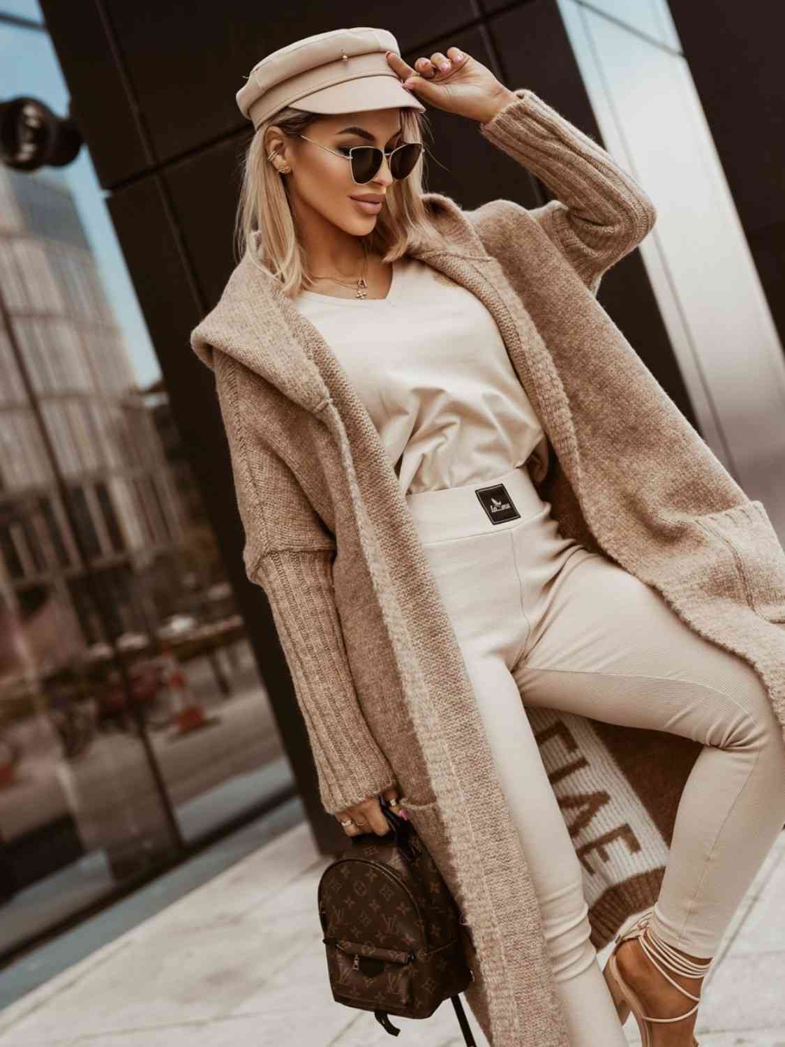 camel long cardigan