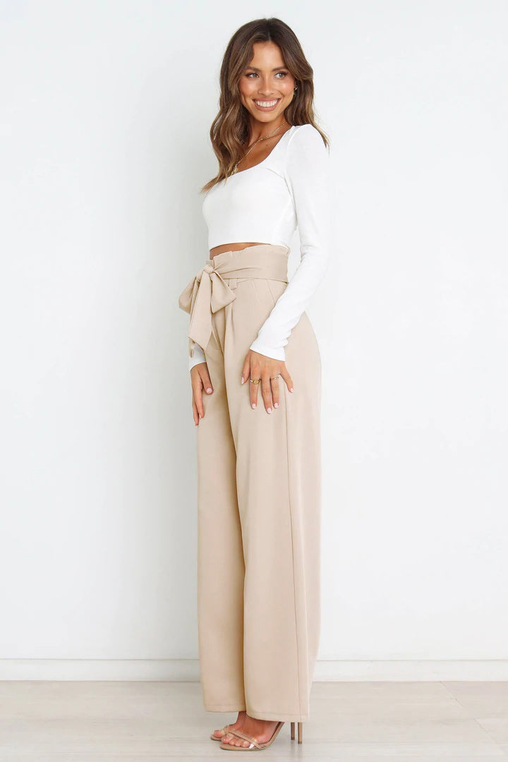 wide leg pants beige