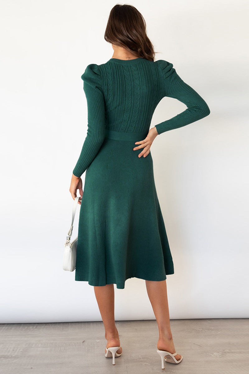 Long Sleeve Tie Waist Sweater Dress