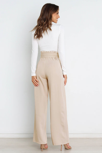 beige wide leg pants