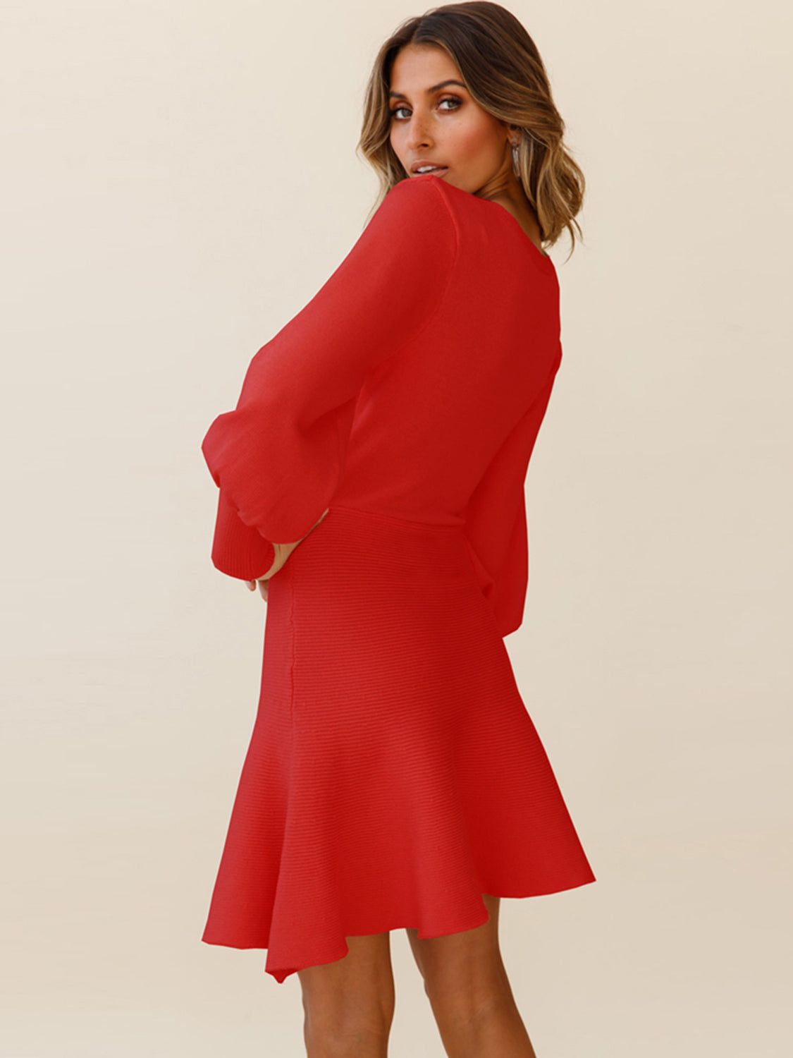 red womens sweater dress