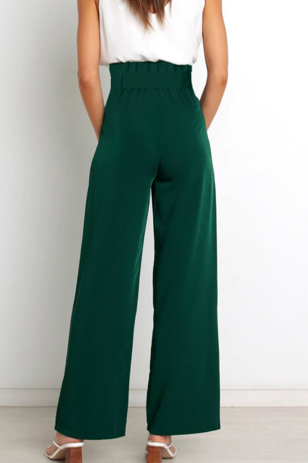 wide leg pants green