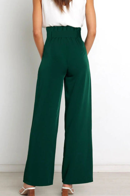 wide leg pants green