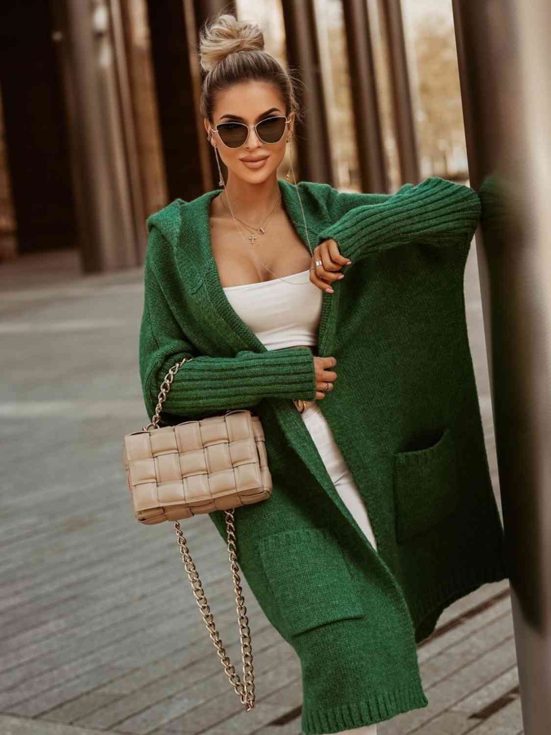 green cardigan