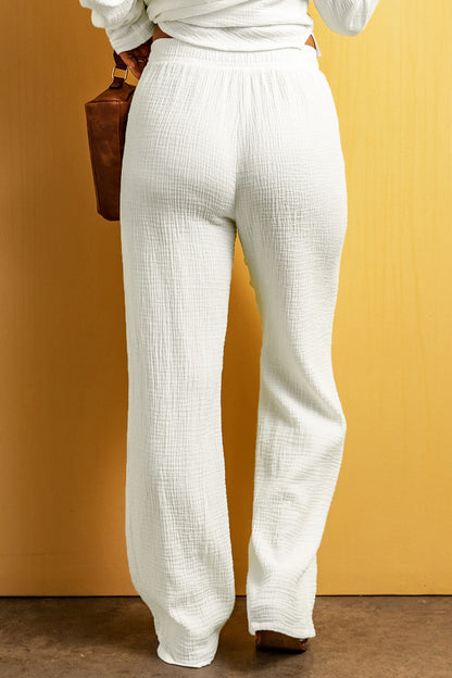 white straight leg pants