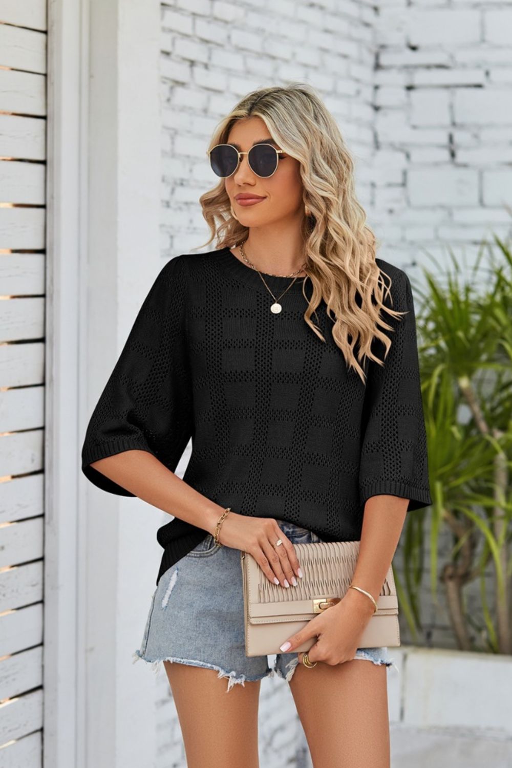 black knit tops