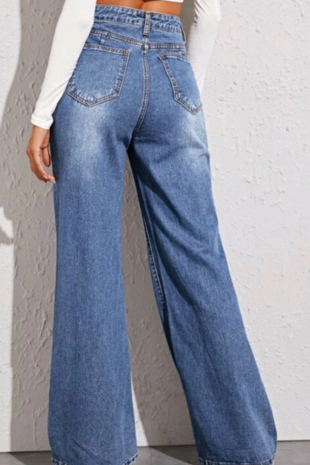 high waist wide leg denim