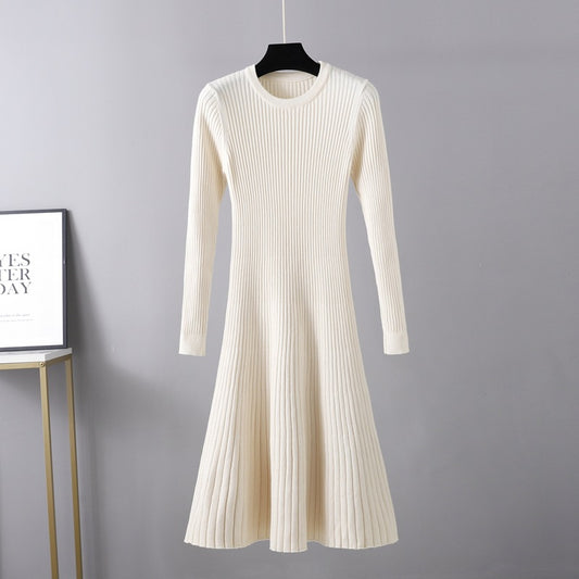 Mid Length Round Neck Inner Wear Sweater Dress