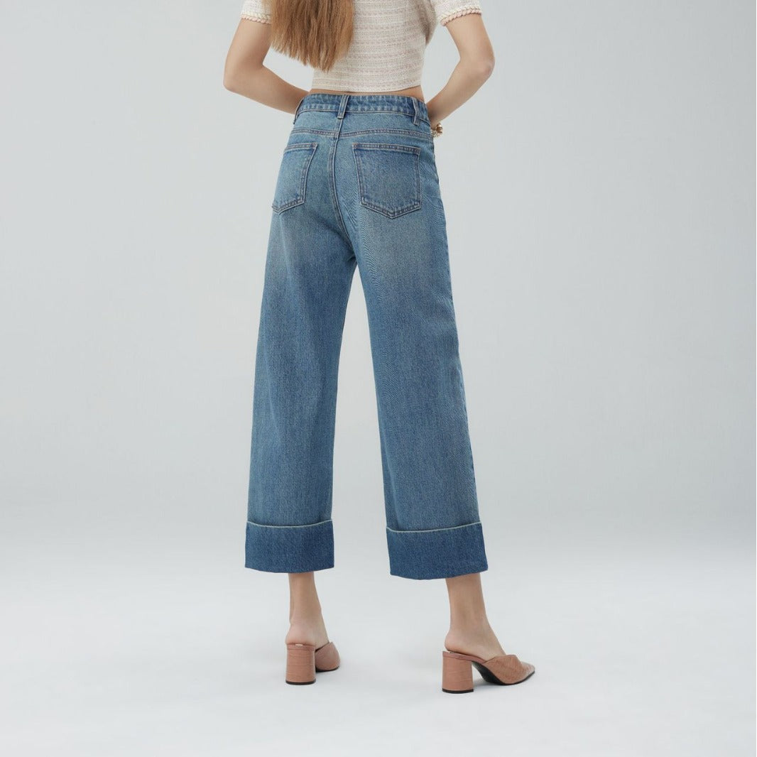 High Waist Slim Cropped Slimming Straight Wide Leg Pants