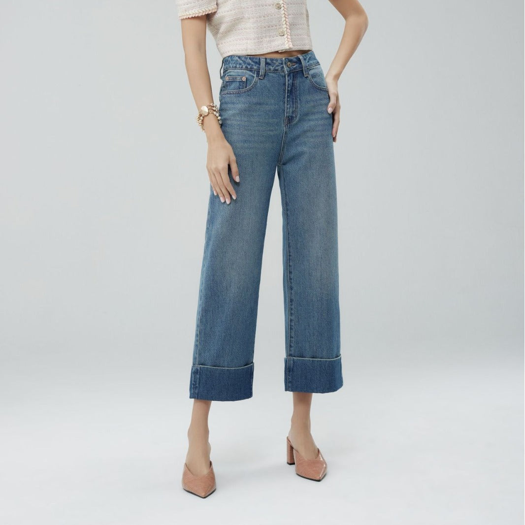 High Waist Slim Cropped Slimming Straight Wide Leg Pants