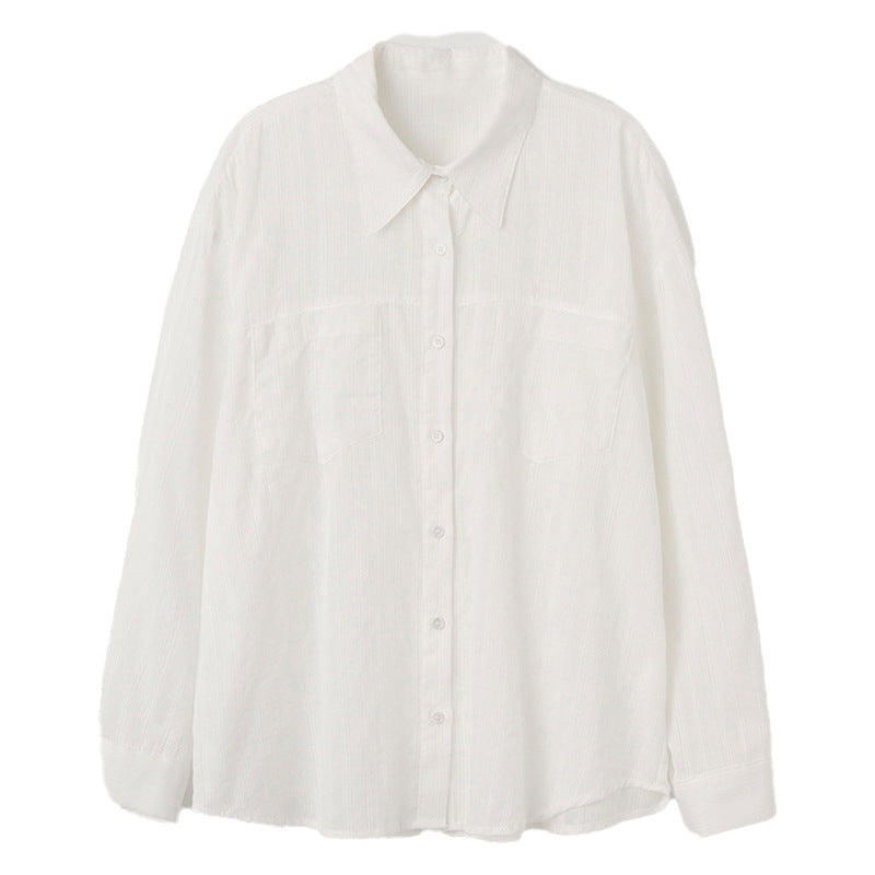 White Shirt Summer Collared Cardigan Coat Shirt Top