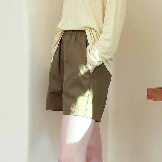 High Waist Plus Size Loose Slimming Hemp Cotton Shorts