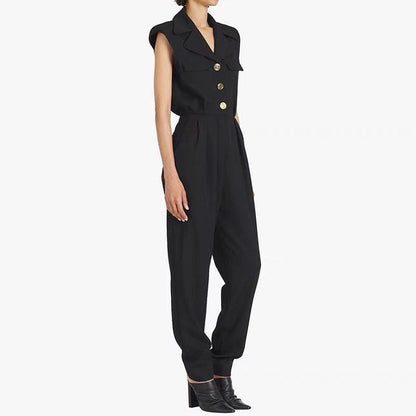 High End Sleeveless Slim Office Women Business Suit Jumpsuit