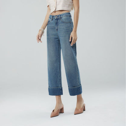 High Waist Slim Cropped Slimming Straight Wide Leg Pants