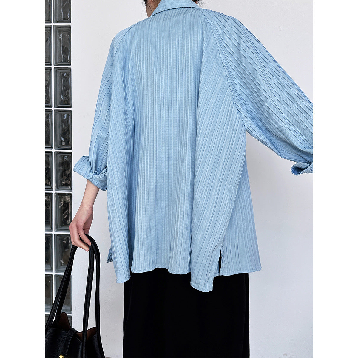 French Simplicity Loose Fitting Collared Pleated Shirt