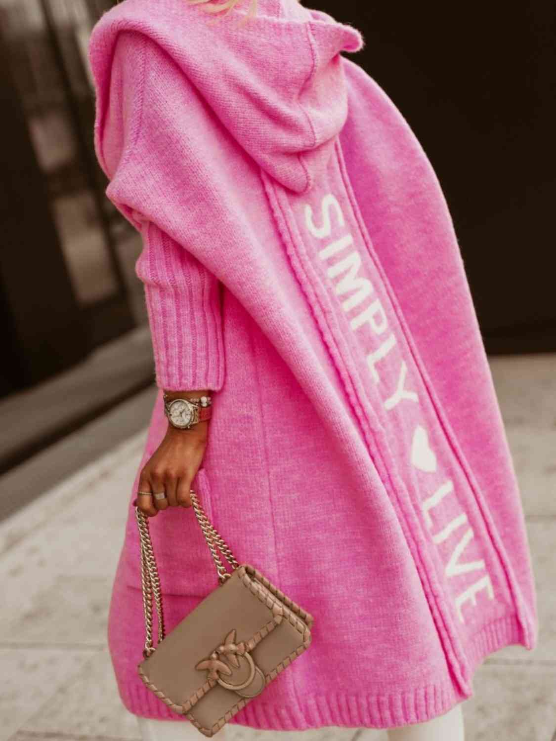 long cardigan pink