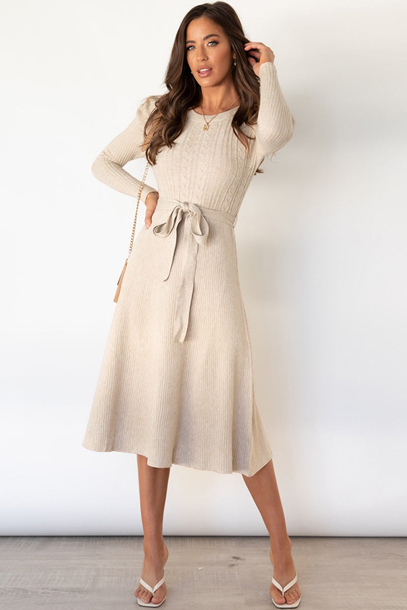 beige sweater dress